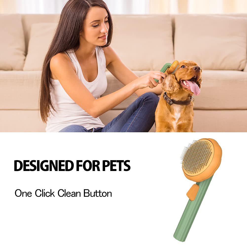Slicker brush in use on a dog